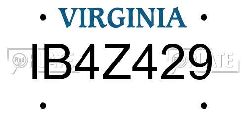 IB4Z429 Virginia License Plate