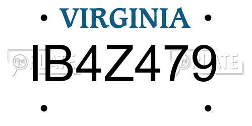 IB4Z479 Virginia License Plate