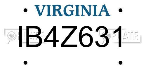IB4Z631 Virginia License Plate