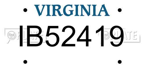 IB52419 Virginia License Plate