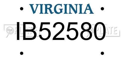 IB52580 Virginia License Plate