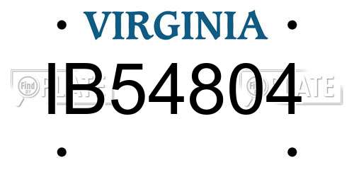 IB54804 Virginia License Plate
