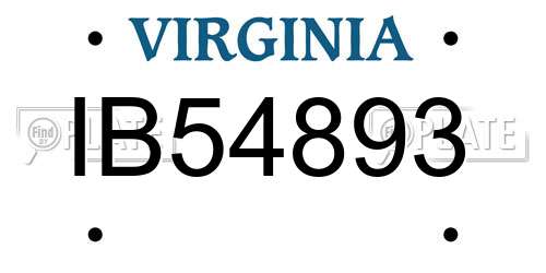 IB54893 Virginia License Plate