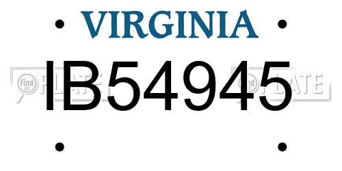 IB54945 Virginia License Plate