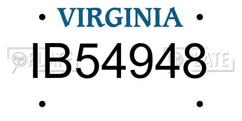 IB54948 Virginia License Plate
