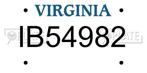 IB54982 Virginia License Plate