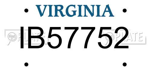IB57752 Virginia License Plate