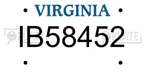 IB58452 Virginia License Plate