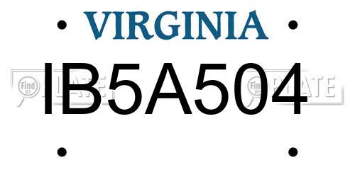 IB5A504 Virginia License Plate