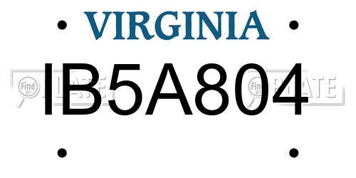 IB5A804 Virginia License Plate