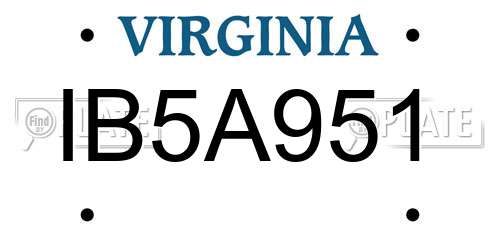 IB5A951 Virginia License Plate