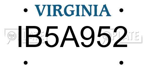 IB5A952 Virginia License Plate