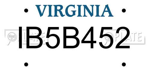 IB5B452 Virginia License Plate