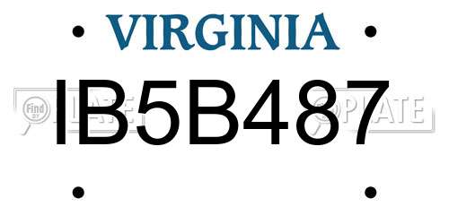 IB5B487 Virginia License Plate