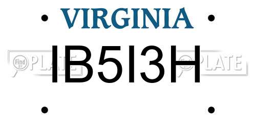 IB5I3H Virginia License Plate