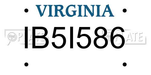IB5I586 Virginia License Plate