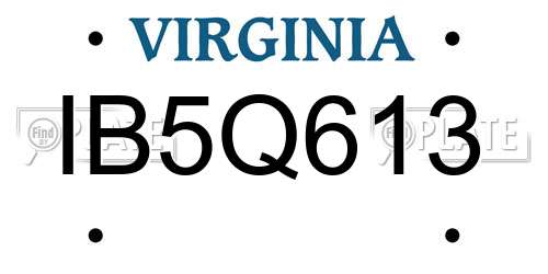 IB5Q613 Virginia License Plate