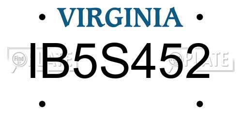 IB5S452 Virginia License Plate