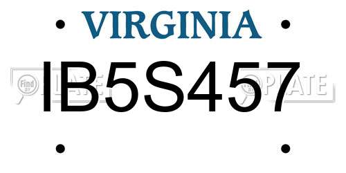 IB5S457 Virginia License Plate