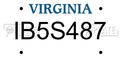 IB5S487 Virginia License Plate