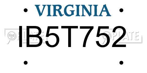 IB5T752 Virginia License Plate