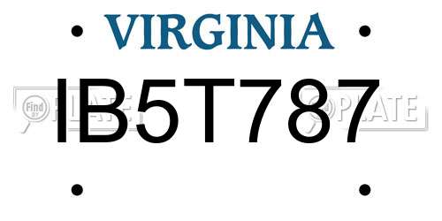 IB5T787 Virginia License Plate