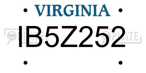 IB5Z252 Virginia License Plate
