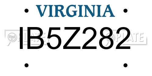 IB5Z282 Virginia License Plate