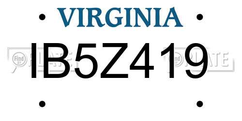IB5Z419 Virginia License Plate