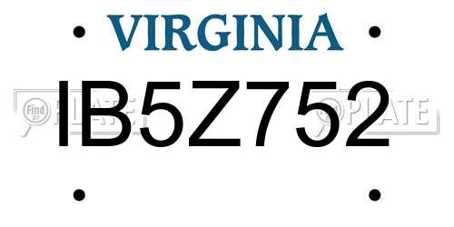 IB5Z752 Virginia License Plate