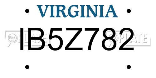 IB5Z782 Virginia License Plate