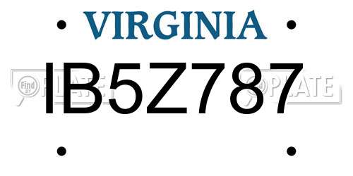 IB5Z787 Virginia License Plate