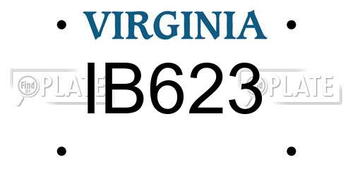 IB623 Virginia License Plate