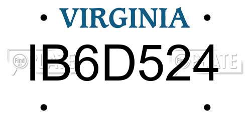 IB6D524 Virginia License Plate