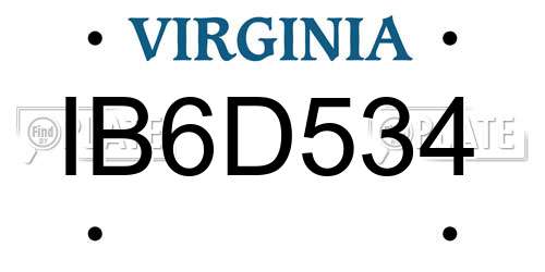 IB6D534 Virginia License Plate
