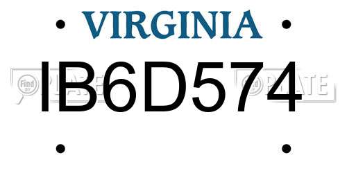 IB6D574 Virginia License Plate