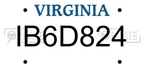 IB6D824 Virginia License Plate
