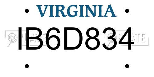 IB6D834 Virginia License Plate