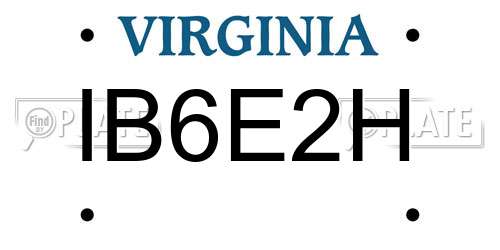 IB6E2H Virginia License Plate