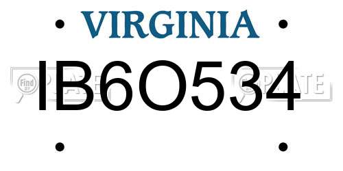 IB6O534 Virginia License Plate