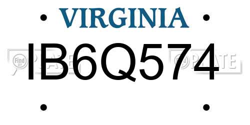 IB6Q574 Virginia License Plate