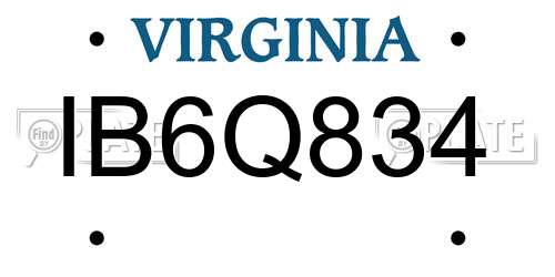IB6Q834 Virginia License Plate