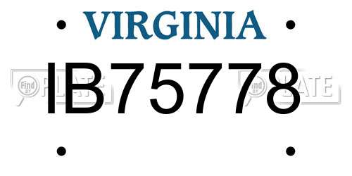 IB75778 Virginia License Plate