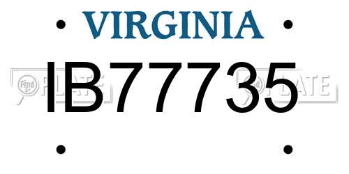 IB77735 Virginia License Plate