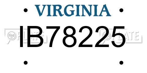 IB78225 Virginia License Plate