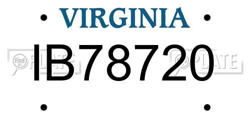 IB78720 Virginia License Plate