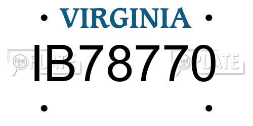 IB78770 Virginia License Plate