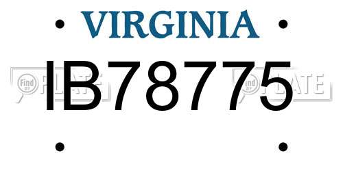 IB78775 Virginia License Plate