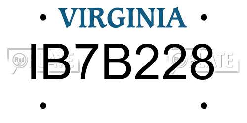 IB7B228 Virginia License Plate