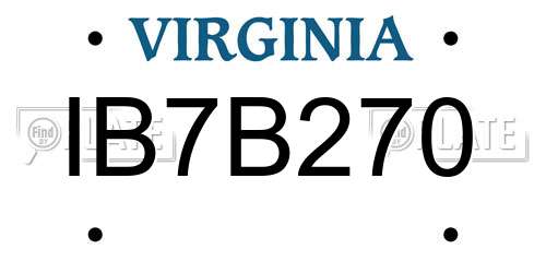 IB7B270 Virginia License Plate